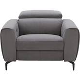 Lorenzo Power Motion Accent Chair in Grey Fabric